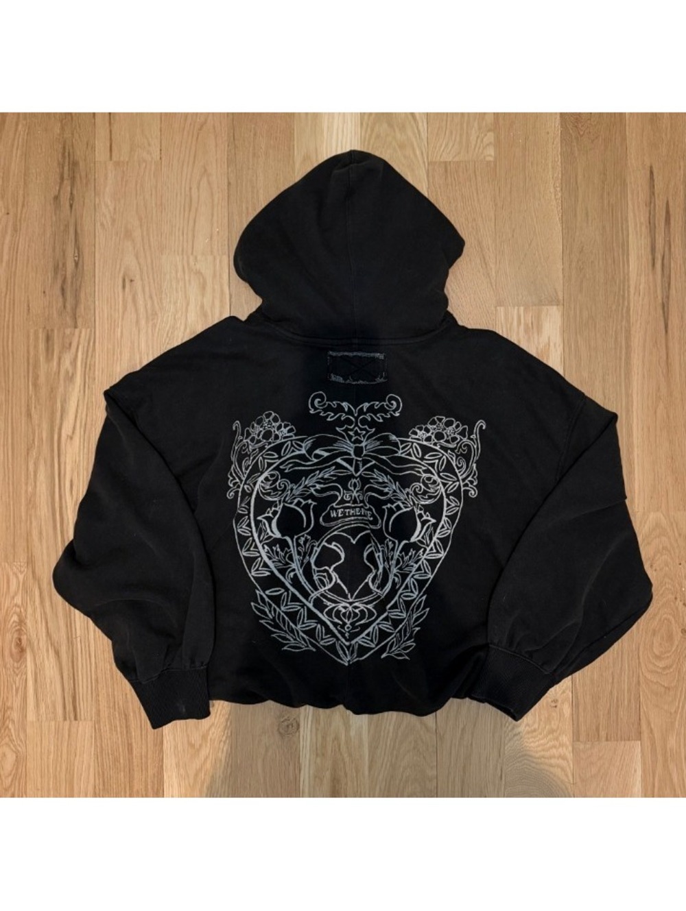 free people black graphic hoodie size medium